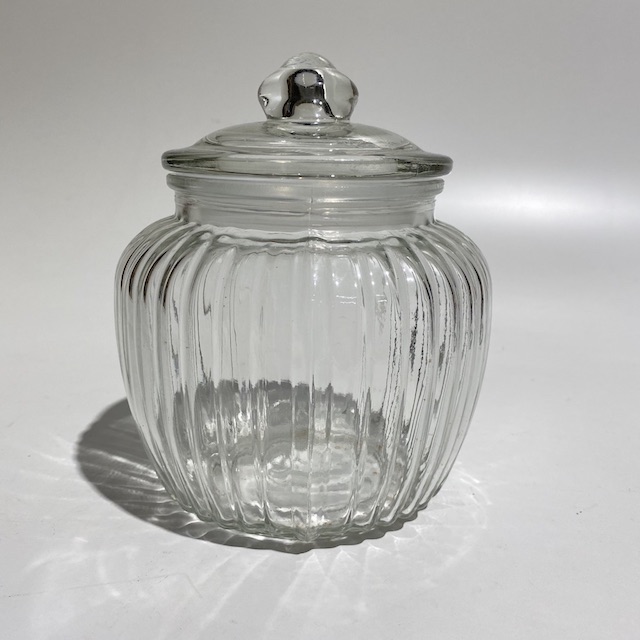 LOLLY JAR, Medium Ribbed Glass Apothecary